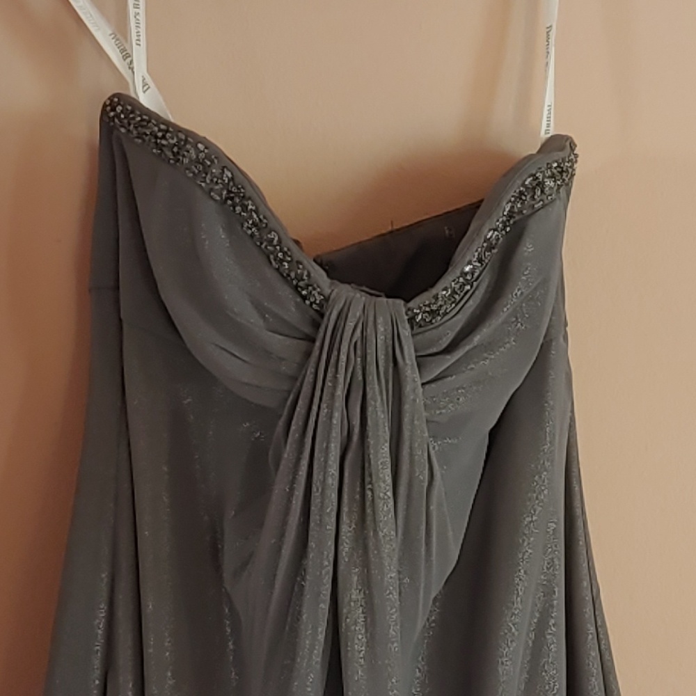 bridesmaid gown and stiletto heels